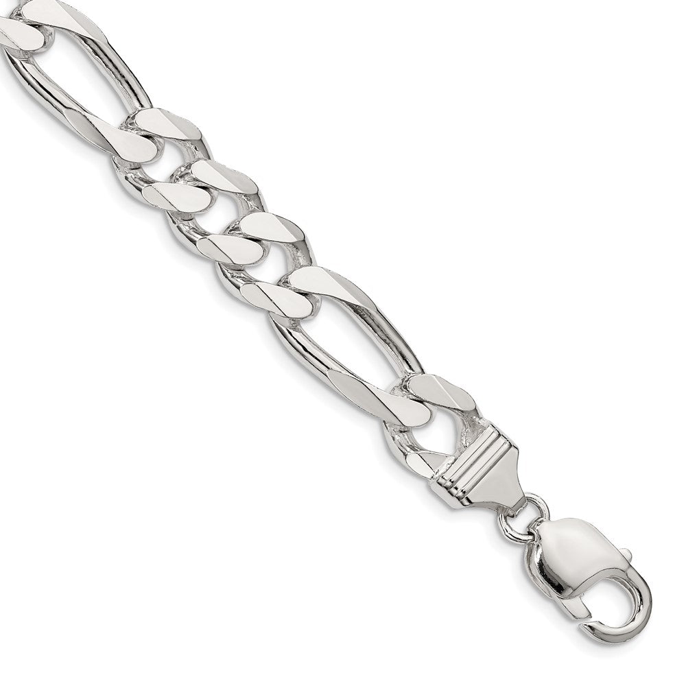 8 Inch Sterling Silver 10.75mm Figaro Chain Bracelet