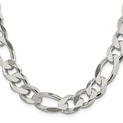 20 Inch Sterling Silver 13.5mm Figaro Chain Necklace