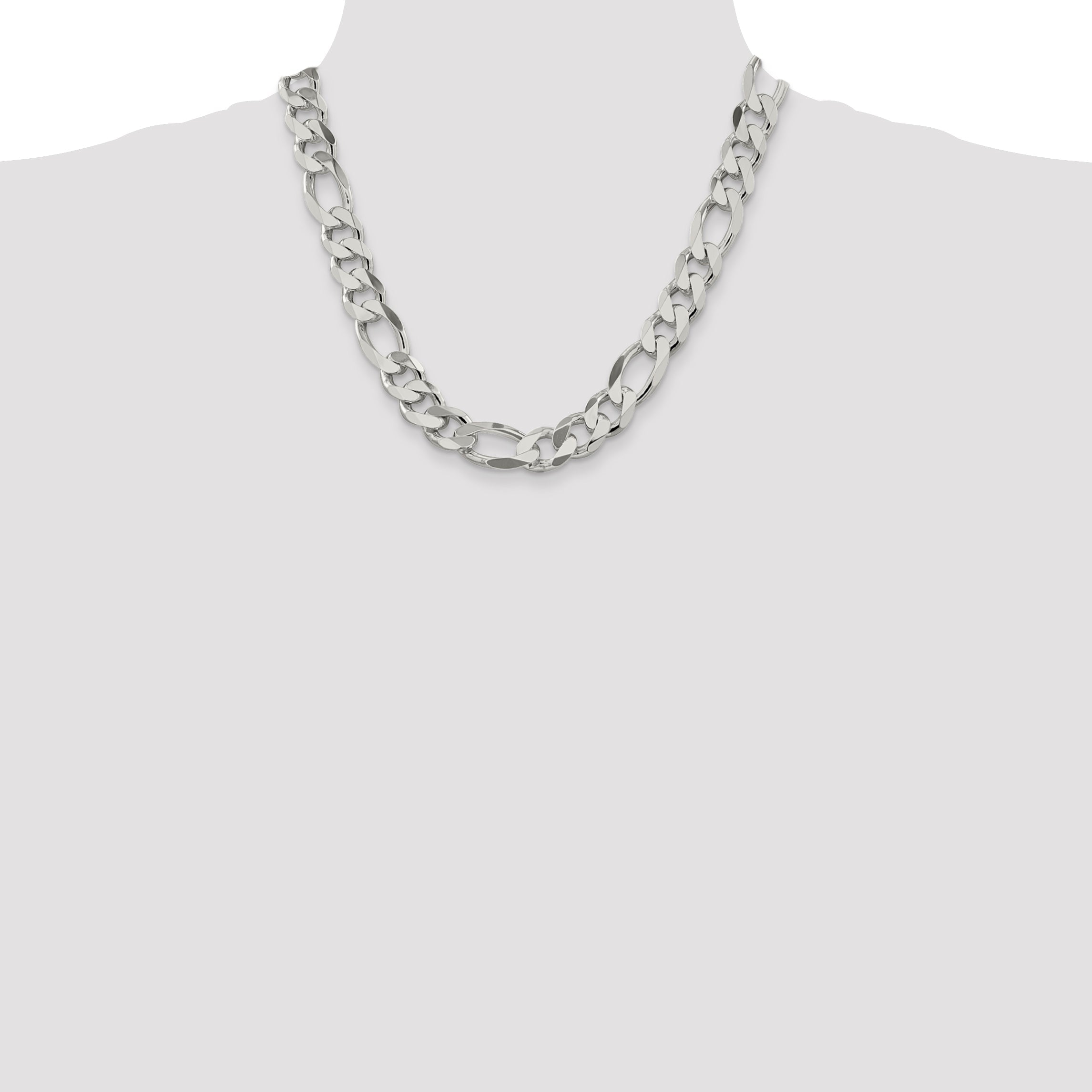 20 Inch Sterling Silver 13.5mm Figaro Chain Necklace