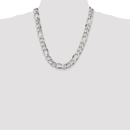 22 Inch Sterling Silver 13.5mm Figaro Chain Necklace