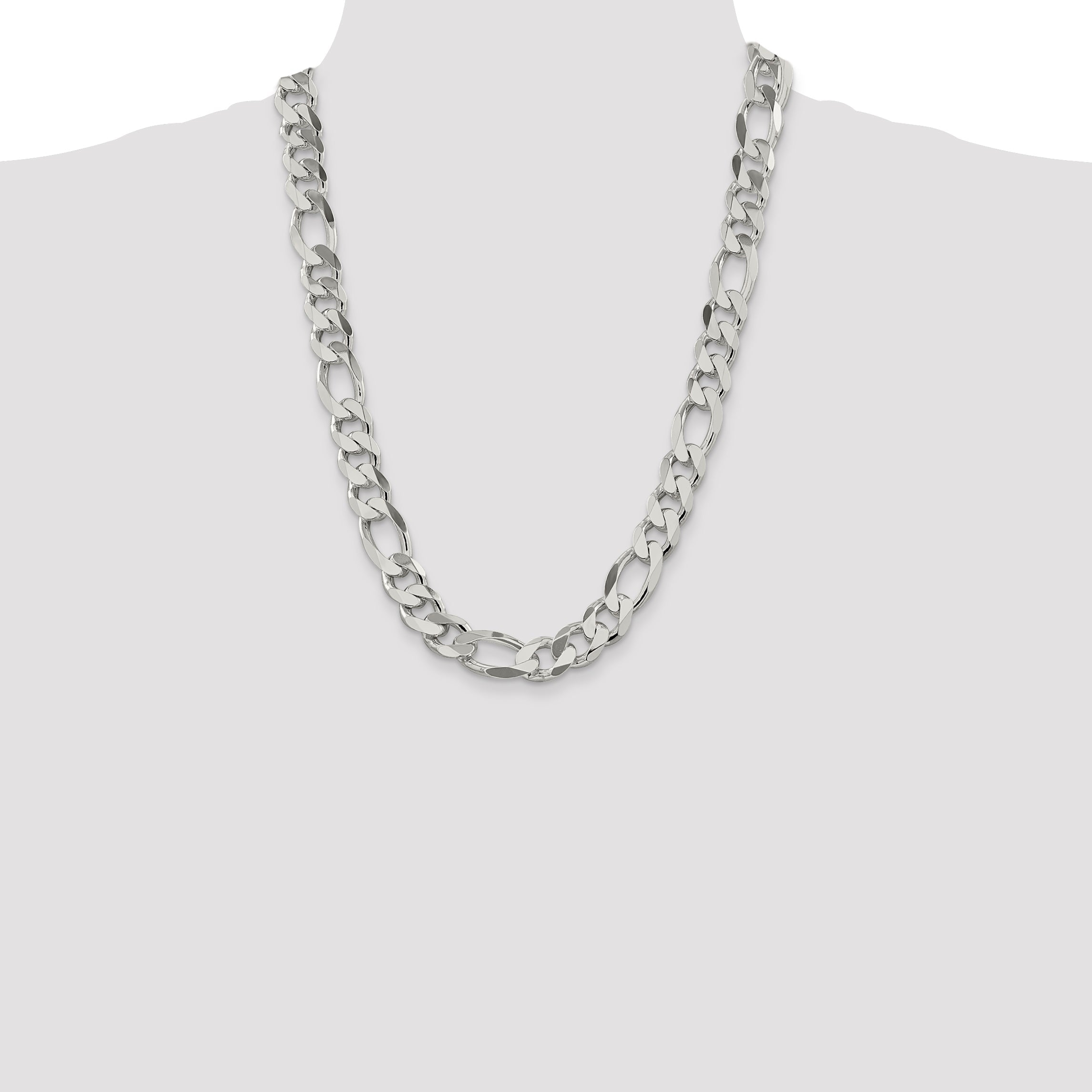 24 Inch Sterling Silver 13.5mm Figaro Chain Necklace