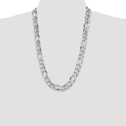 26 Inch Sterling Silver 13.5mm Figaro Chain Necklace