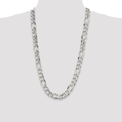 28 Inch Sterling Silver 13.5mm Figaro Chain Necklace