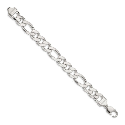 8 Inch Sterling Silver 13.5mm Figaro Chain Bracelet