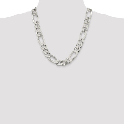 22 Inch Sterling Silver 15mm Figaro Chain Necklace
