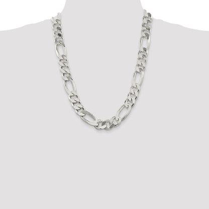 24 Inch Sterling Silver 15mm Figaro Chain Necklace