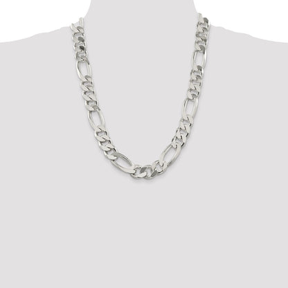 26 Inch Sterling Silver 15mm Figaro Chain Necklace
