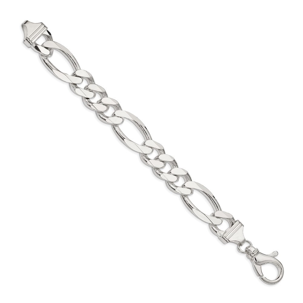 9 Inch Sterling Silver 15mm Figaro Chain Bracelet