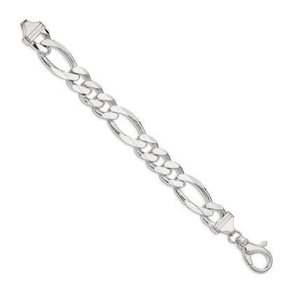 9 Inch Sterling Silver 15mm Figaro Chain Bracelet