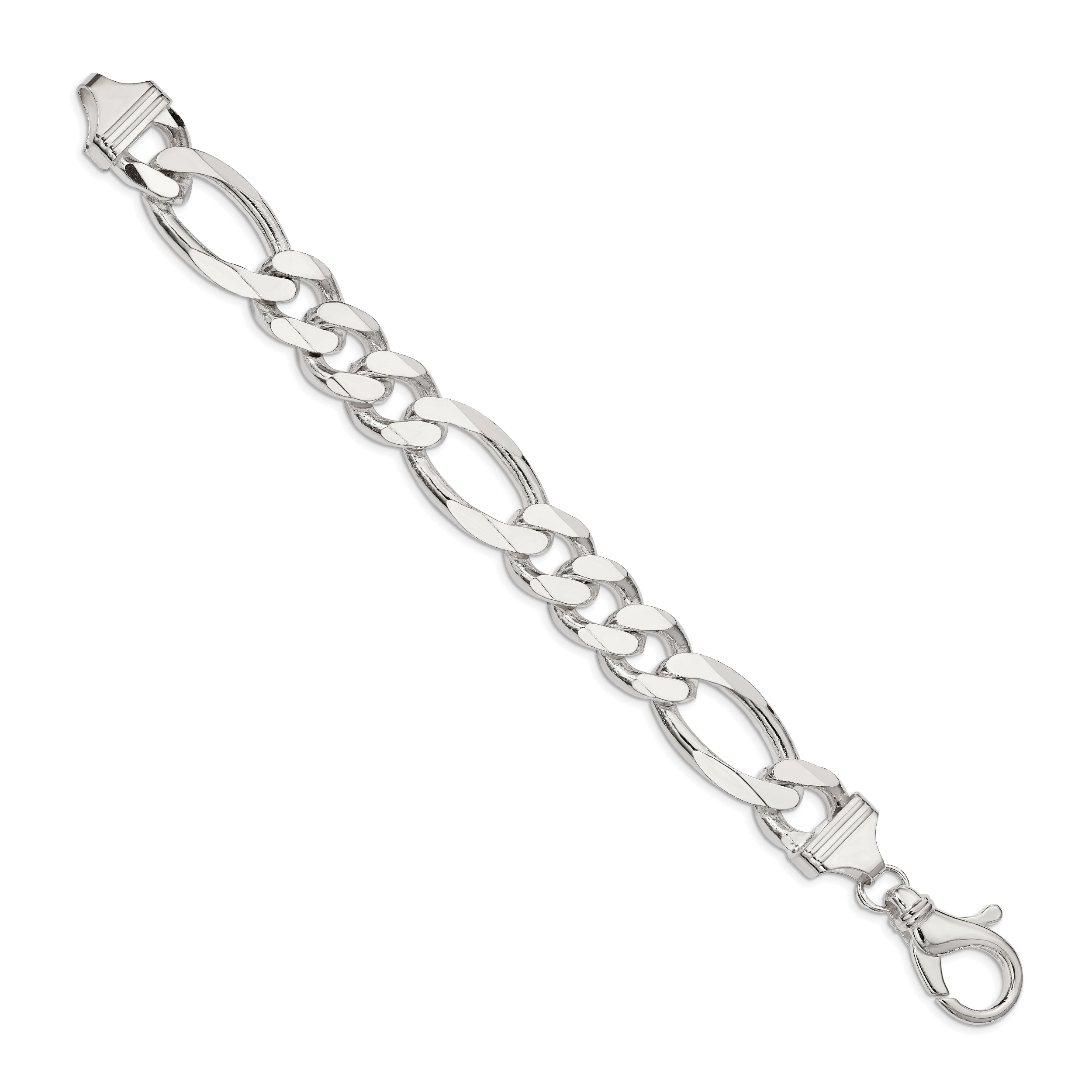 8 Inch Sterling Silver 15mm Figaro Chain Bracelet