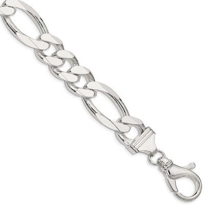 9 Inch Sterling Silver 15mm Figaro Chain Bracelet