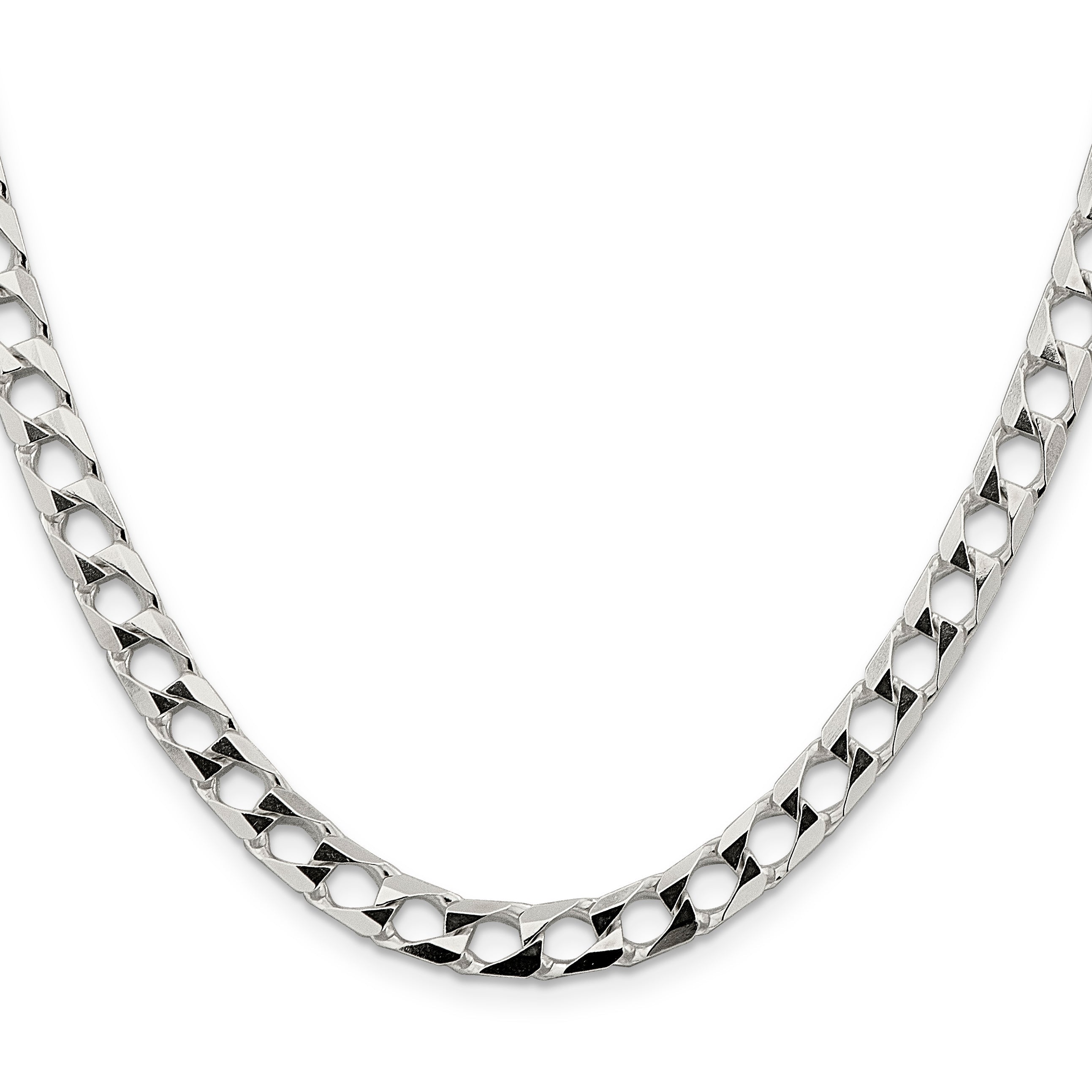 24 Inch Sterling Silver 6.25mm D/C Square Curb Chain Necklace