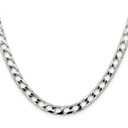 24 Inch Sterling Silver 6.25mm D/C Square Curb Chain Necklace