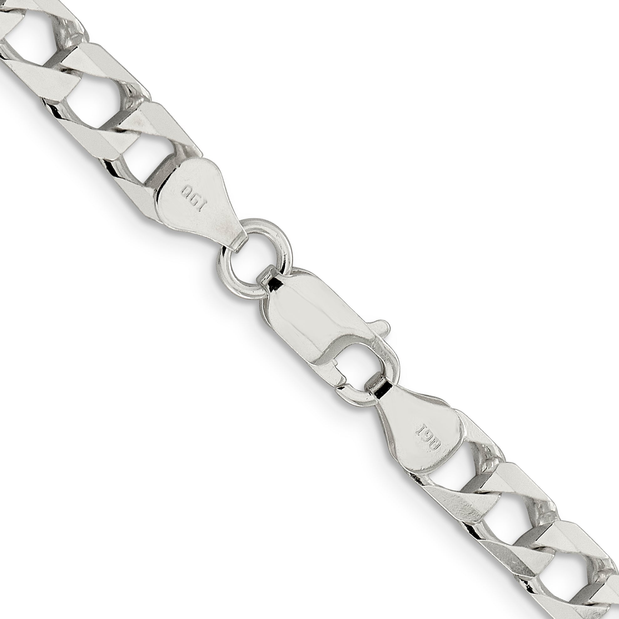 20 Inch Sterling Silver 6.25mm D/C Square Curb Chain Necklace