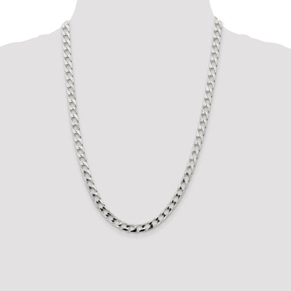 24 Inch Sterling Silver 6.25mm D/C Square Curb Chain Necklace