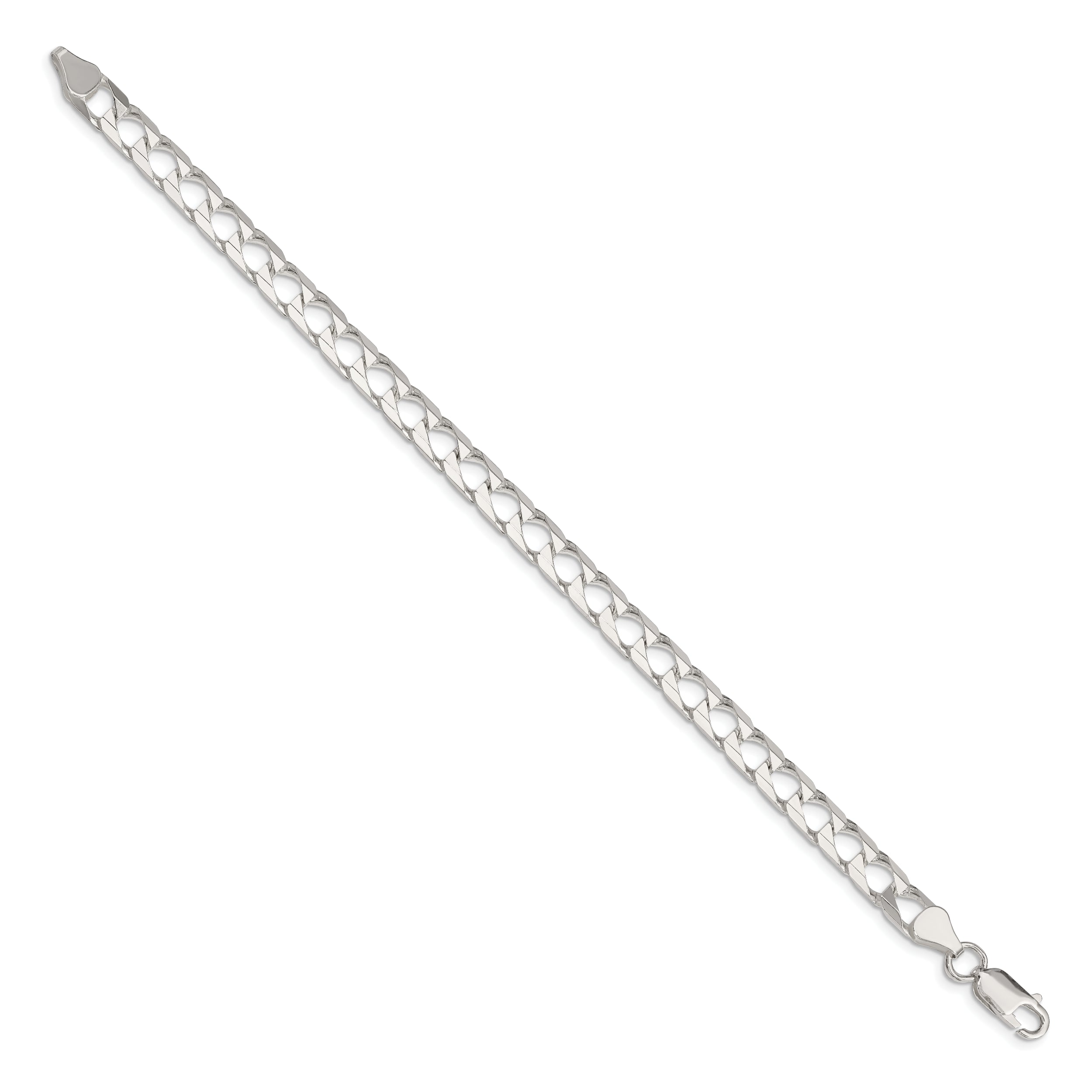 9 Inch Sterling Silver 6.25mm D/C Square Curb Chain Bracelet