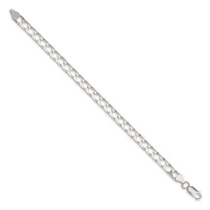 8 Inch Sterling Silver 6.25mm D/C Square Curb Chain Bracelet