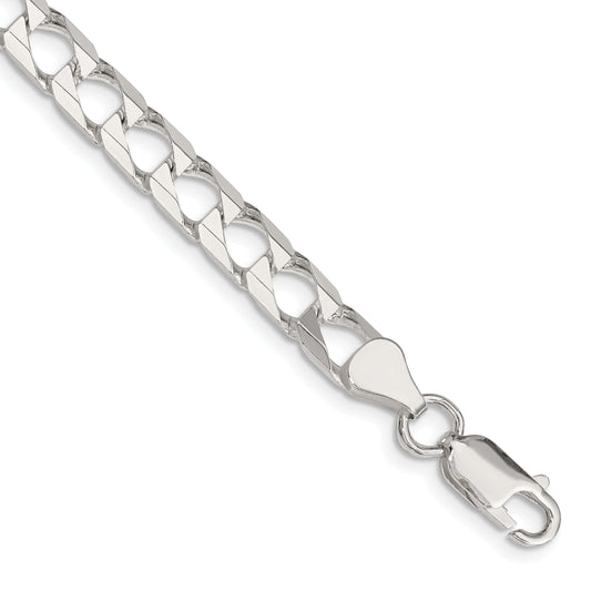 8 Inch Sterling Silver 6.25mm D/C Square Curb Chain Bracelet