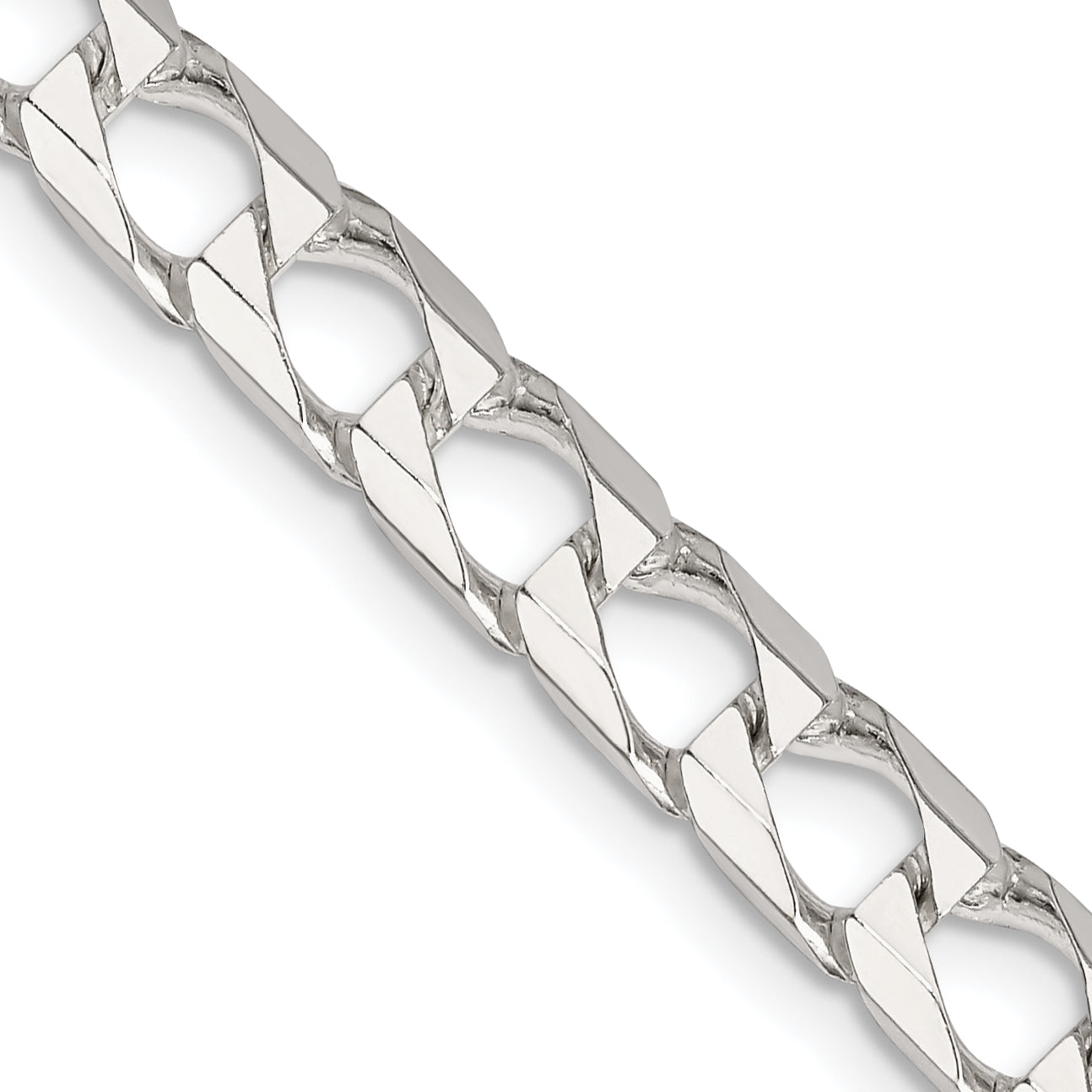 22 Inch Sterling Silver 6.25mm D/C Square Curb Chain Necklace