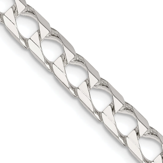 22 Inch Sterling Silver 6.25mm D/C Square Curb Chain Necklace