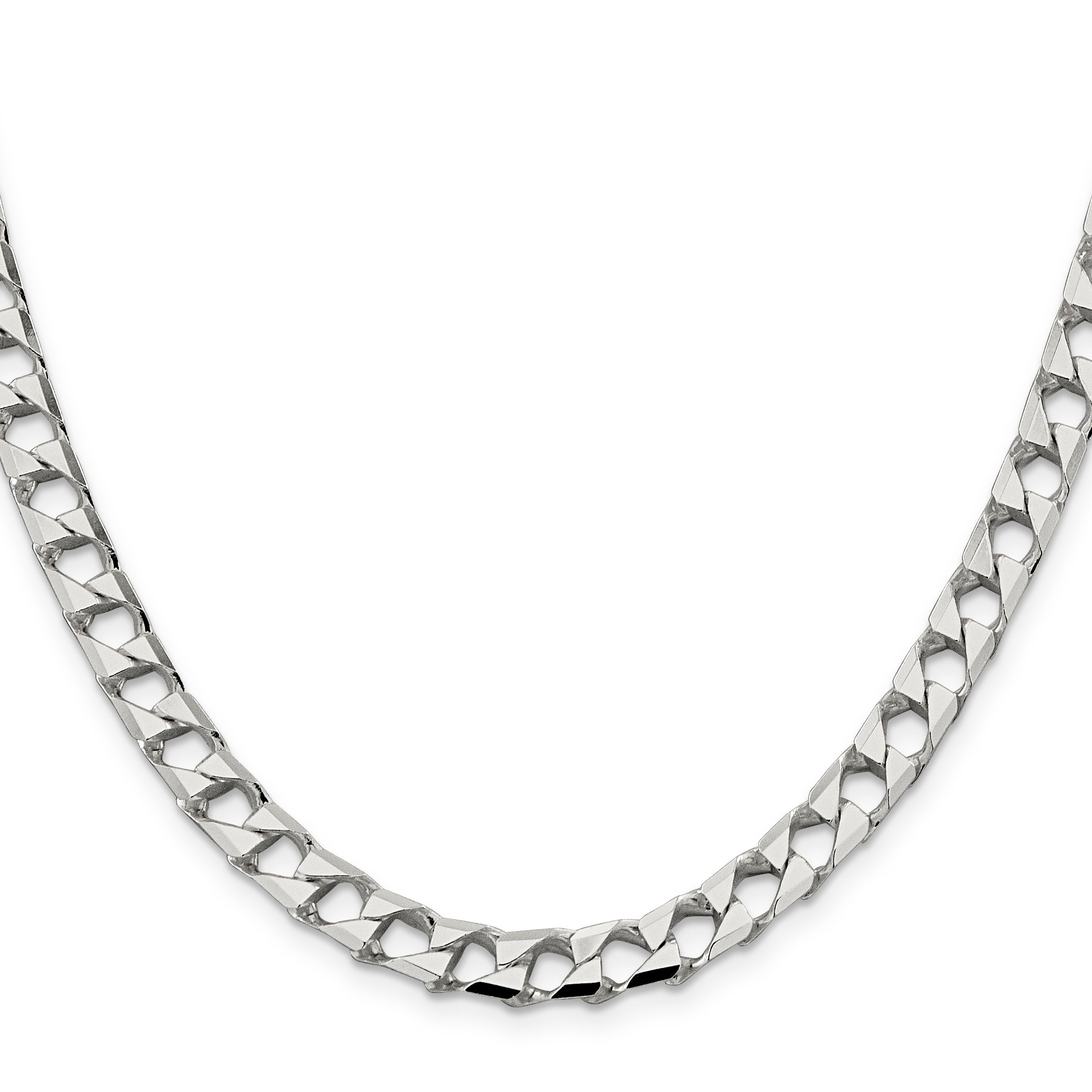 20 Inch Sterling Silver 7.2mm D/C Square Curb Chain Necklace