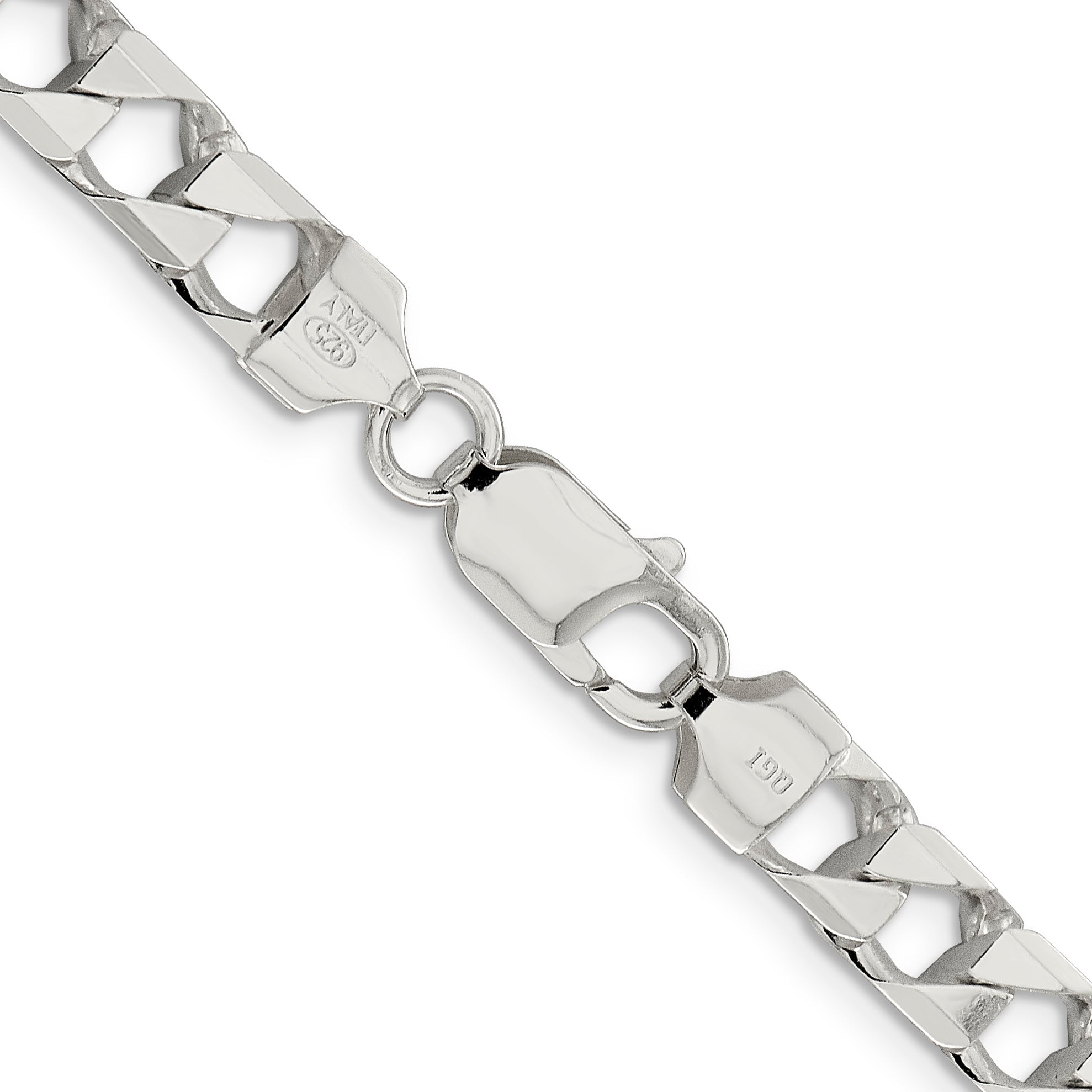 26 Inch Sterling Silver 7.2mm D/C Square Curb Chain Necklace