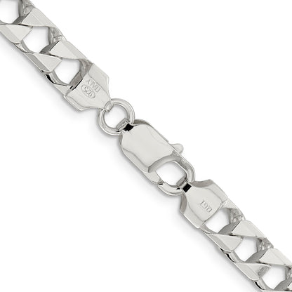 26 Inch Sterling Silver 7.2mm D/C Square Curb Chain Necklace