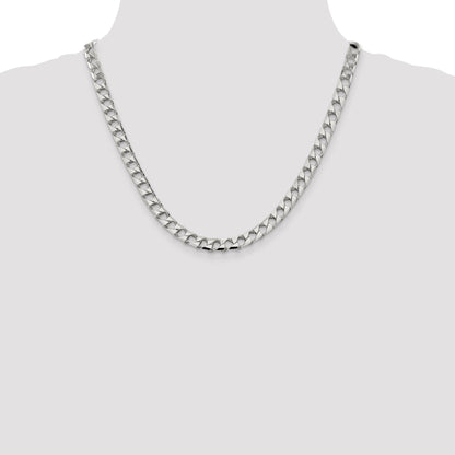 20 Inch Sterling Silver 7.2mm D/C Square Curb Chain Necklace