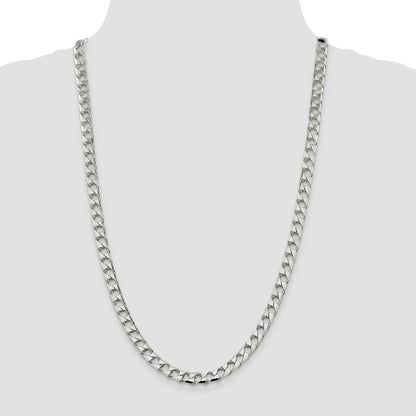 26 Inch Sterling Silver 7.2mm D/C Square Curb Chain Necklace