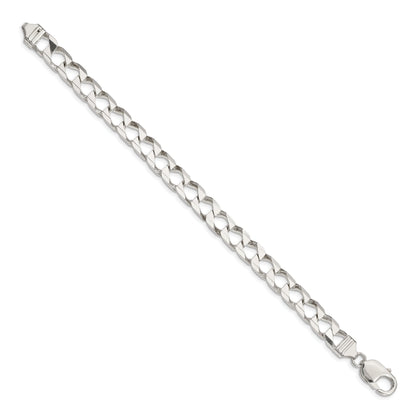 9 Inch Sterling Silver 7.2mm D/C Square Curb Chain Bracelet