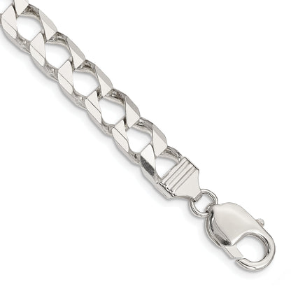 8 Inch Sterling Silver 7.2mm D/C Square Curb Chain Bracelet