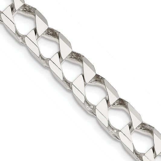 20 Inch Sterling Silver 7.2mm D/C Square Curb Chain Necklace