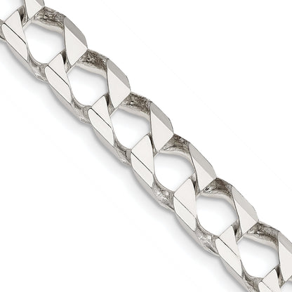 24 Inch Sterling Silver 7.2mm D/C Square Curb Chain Necklace