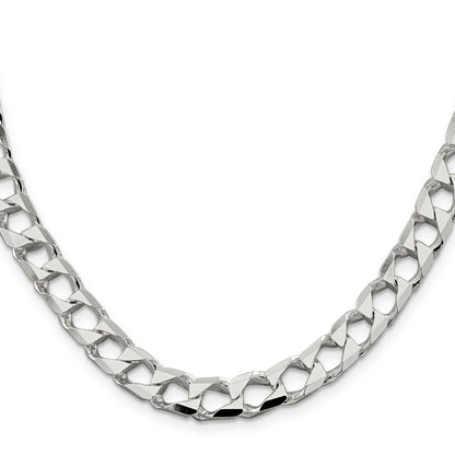 22 Inch Sterling Silver 8.6mm D/C Square Curb Chain Necklace