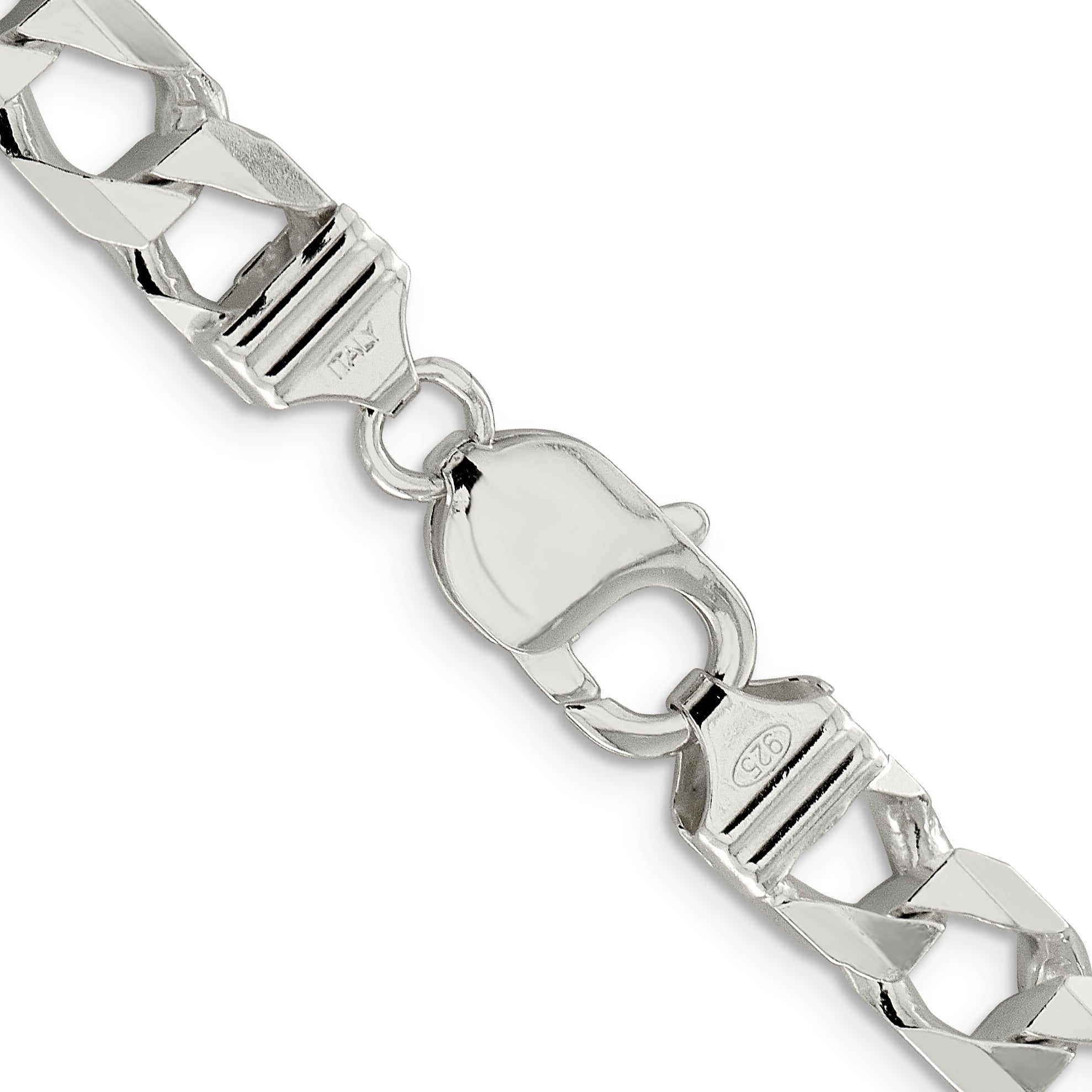 24 Inch Sterling Silver 8.6mm D/C Square Curb Chain Necklace