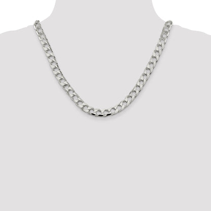 20 Inch Sterling Silver 8.6mm D/C Square Curb Chain Necklace