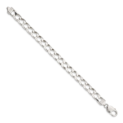 8 Inch Sterling Silver 8.6mm D/C Square Curb Chain Bracelet