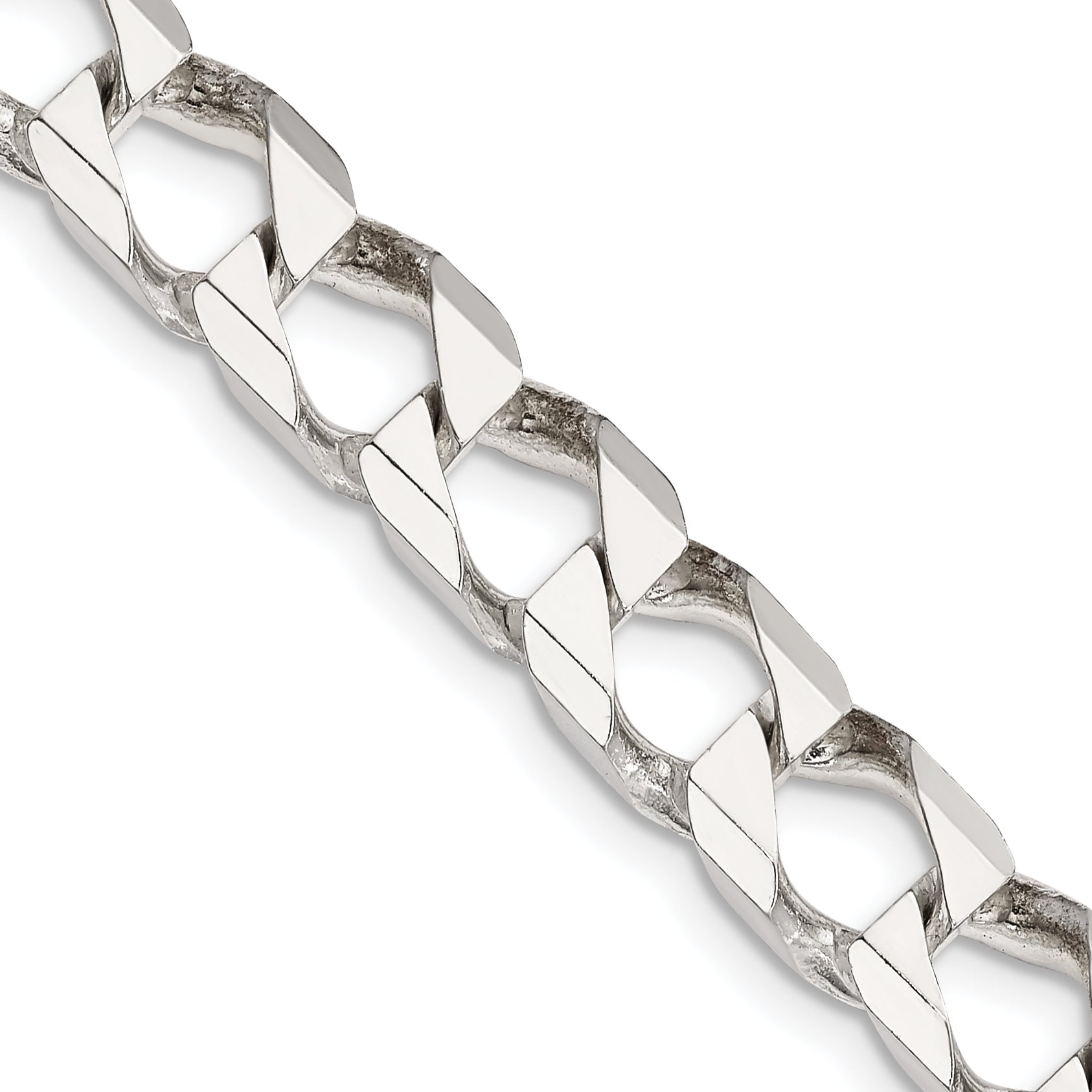 20 Inch Sterling Silver 8.6mm D/C Square Curb Chain Necklace