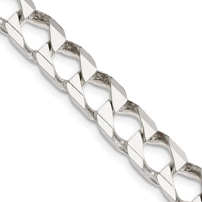 24 Inch Sterling Silver 8.6mm D/C Square Curb Chain Necklace