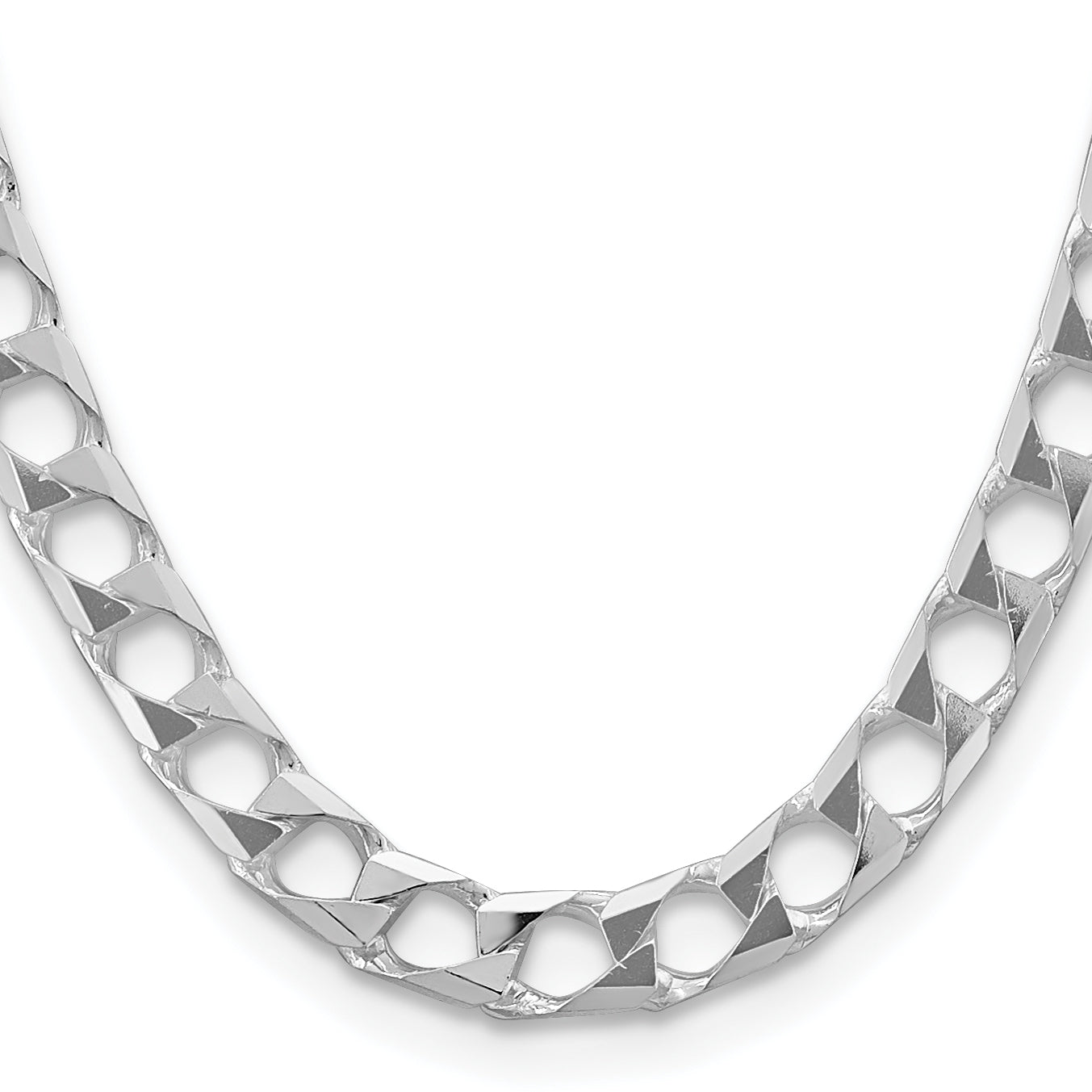 20 Inch Sterling Silver 10.3mm D/C Square Curb Chain Necklace