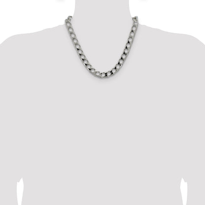 20 Inch Sterling Silver 10.3mm D/C Square Curb Chain Necklace