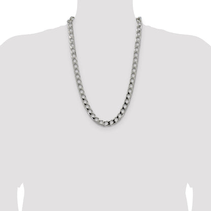 26 Inch Sterling Silver 10.3mm D/C Square Curb Chain Necklace