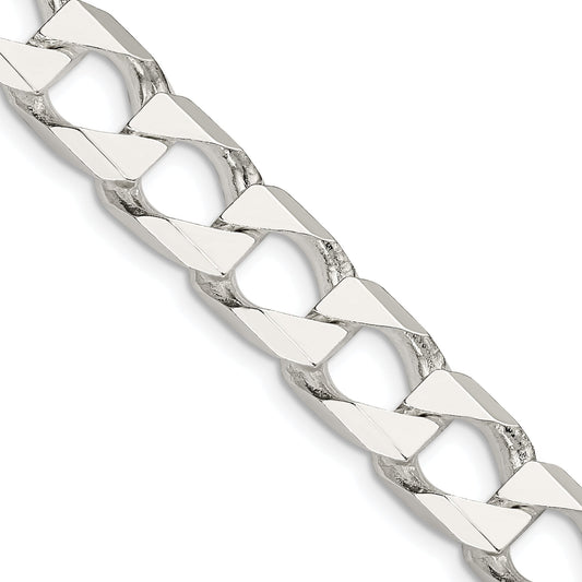 22 Inch Sterling Silver 10.3mm D/C Square Curb Chain Necklace
