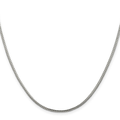 24 Inch Sterling Silver 2mm Diamond-Cut Round Franco Chain Necklace