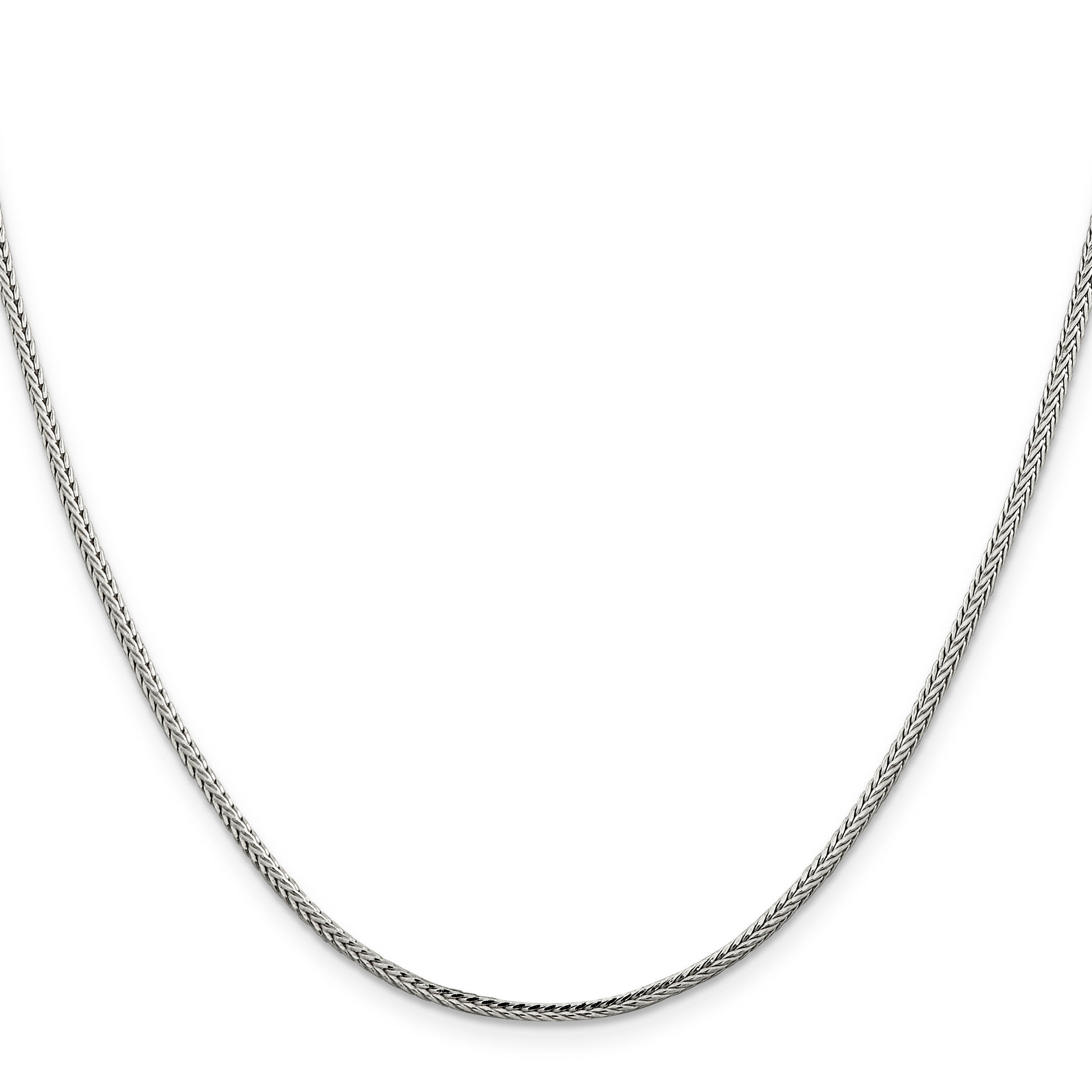 18 Inch Sterling Silver 2mm Diamond-Cut Round Franco Chain Necklace