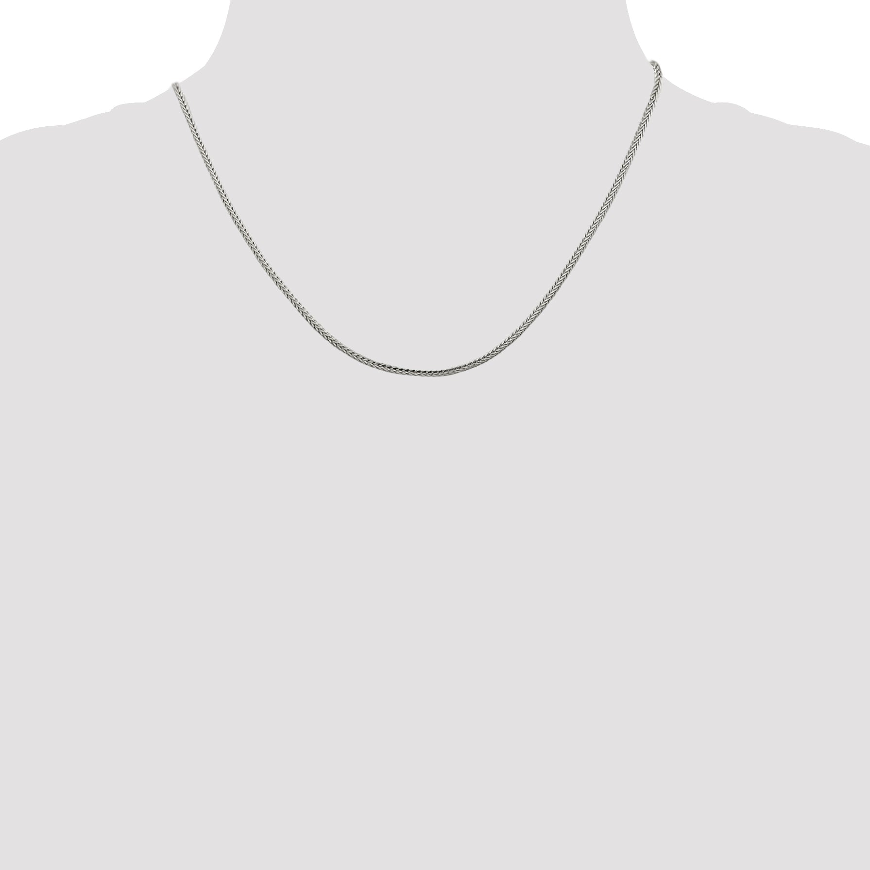 18 Inch Sterling Silver 2mm Diamond-Cut Round Franco Chain Necklace