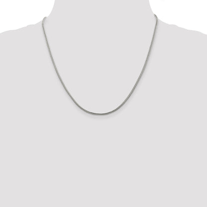 20 Inch Sterling Silver 2mm Diamond-Cut Round Franco Chain Necklace