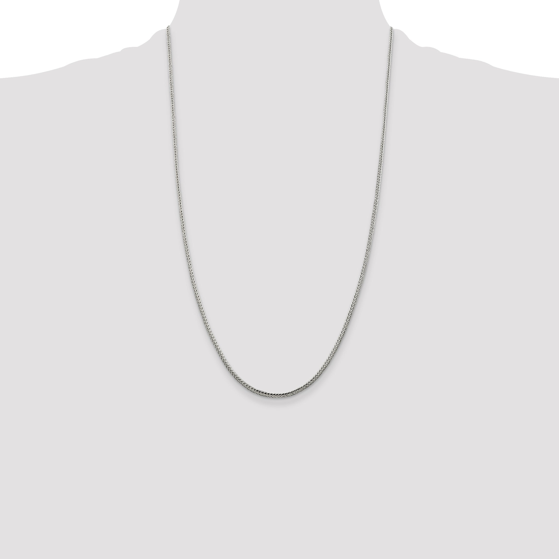 26 Inch Sterling Silver 2mm Diamond-Cut Round Franco Chain Necklace