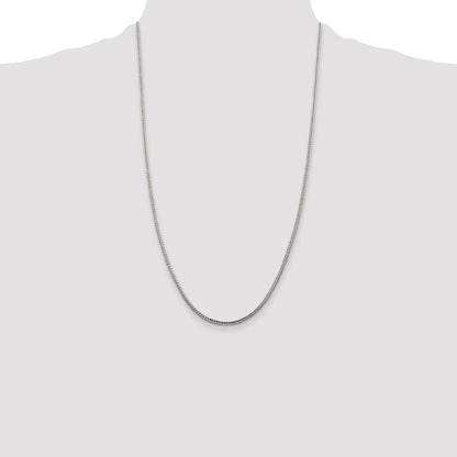 26 Inch Sterling Silver 2mm Diamond-Cut Round Franco Chain Necklace