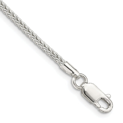 7 Inch Sterling Silver 2mm Diamond-Cut Round Franco Chain Bracelet